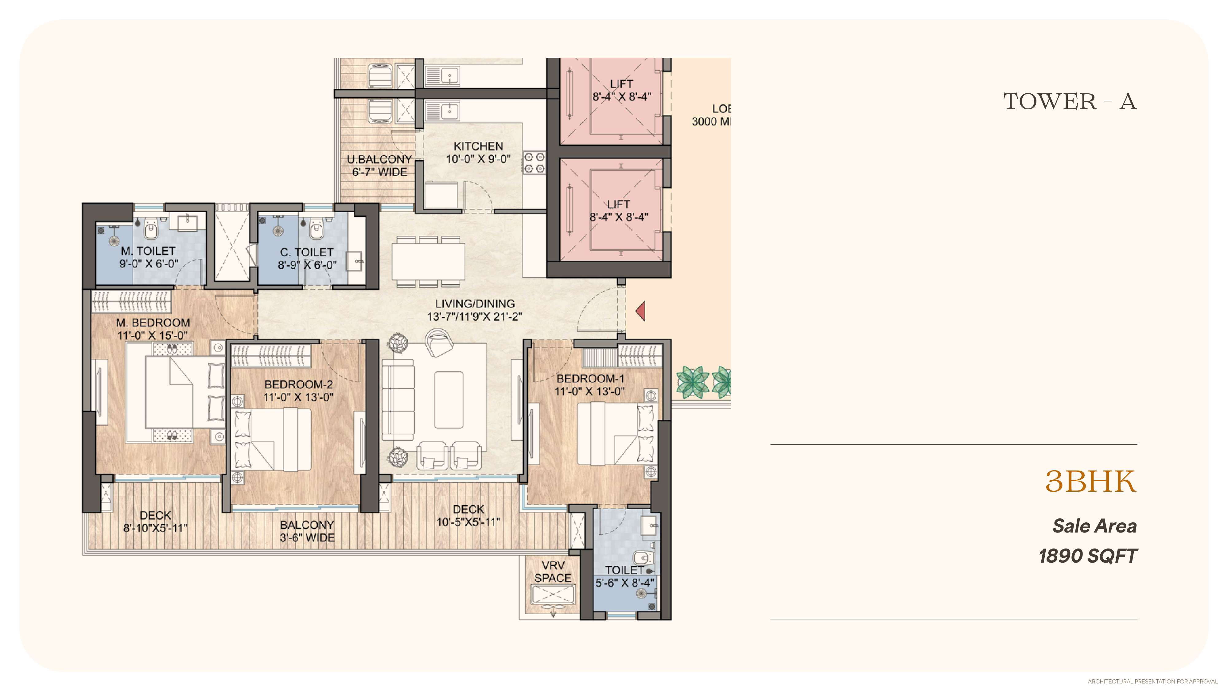 Au Cosmos Corner 3 BHK floor plan super area 1780 sq ft Siddharth Vihar